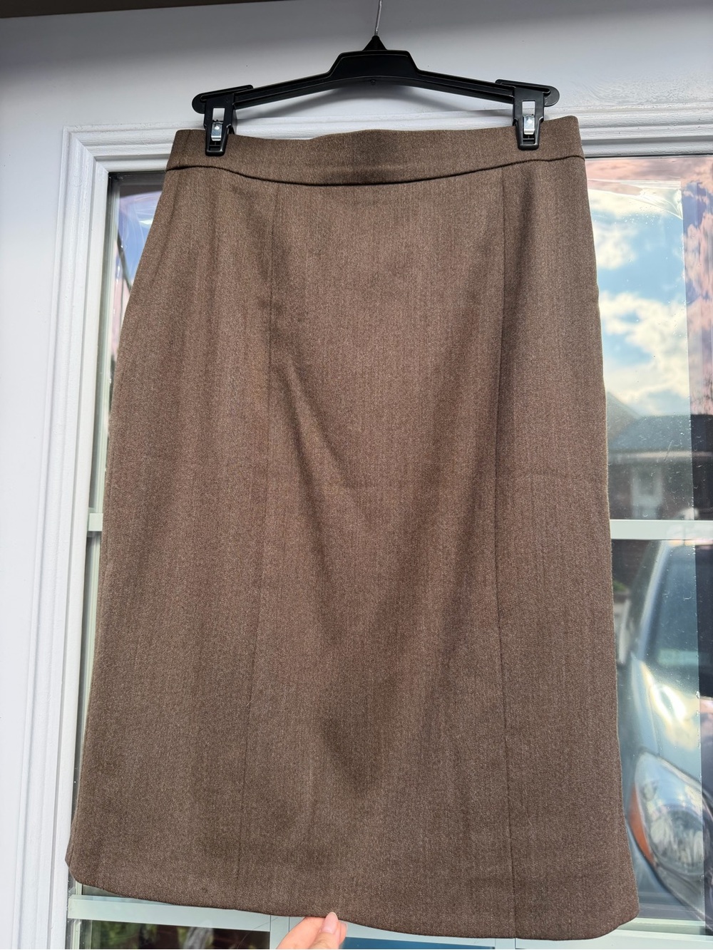 Vintage CHANEL Brown Pencil Skirt with Gold-Logo Buttons - Picture 3 of 6